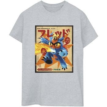 Vêtements Femme T-shirts manches longues Disney Big Hero 6 Baymax Fred Newspaper Gris