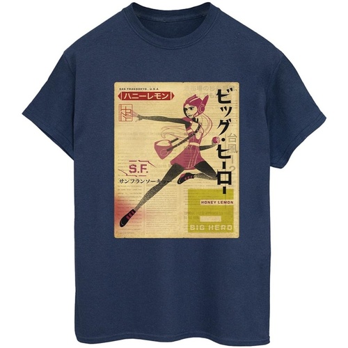 Vêtements Femme T-shirts manches longues Disney Mulan Pink Magnolia Newspaper Bleu
