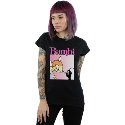 Vêtements Femme T-shirts manches longues Disney Bambi Nice To Meet You Noir