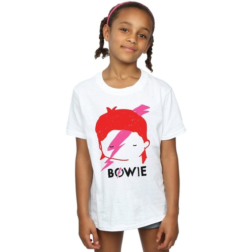Vêtements Fille T-shirts manches longues David Bowie Lightning Bolt Sketch Blanc