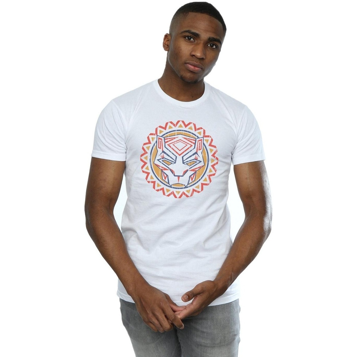Vêtements Homme T-shirts manches longues Marvel Black Panther Tribal Panther Icon Blanc