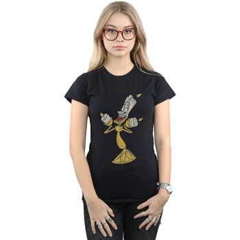 Vêtements Femme T-shirts manches longues Disney Beauty And The Beast Lumiere Distressed Noir