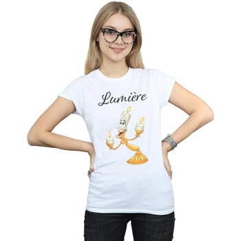 Vêtements Femme T-shirts manches longues Disney Beauty And The Beast Be Our Guest Blanc