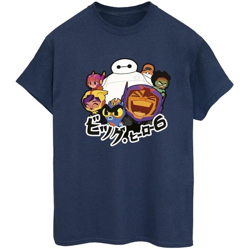 Vêtements Femme T-shirts manches longues Disney Big Hero 6 Baymax Group Manga Bleu