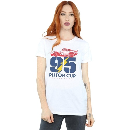 Vêtements Femme T-shirts manches longues Disney Cars Piston Cup 95 Blanc