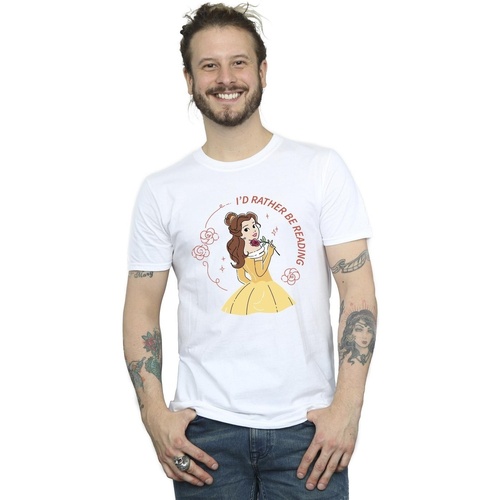 Vêtements Homme T-shirts manches longues Disney Beauty And The Beast I'd Rather Be Reading Blanc