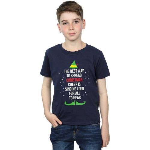Vêtements Garçon T-shirts manches courtes Elf Christmas Cheer Text Bleu