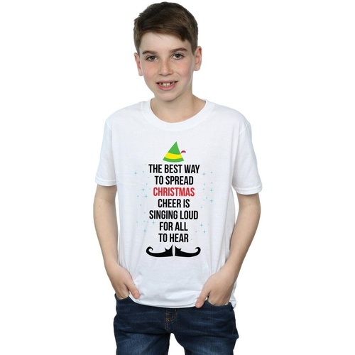 Vêtements Garçon T-shirts manches courtes Elf Christmas Cheer Text Blanc