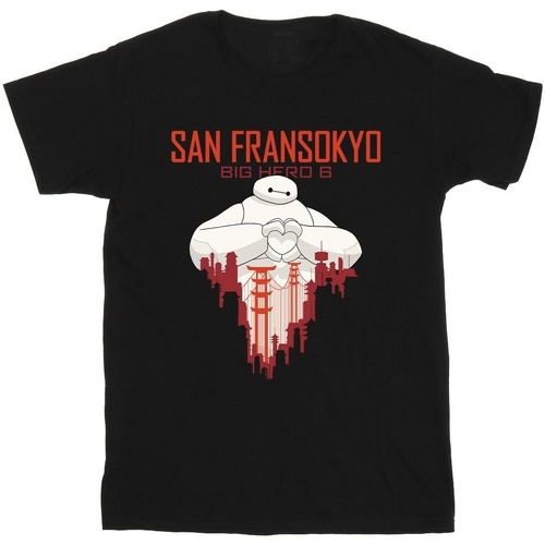 Vêtements Homme T-shirts manches longues Disney Big Hero 6 Baymax San Fransokyo Heart Noir
