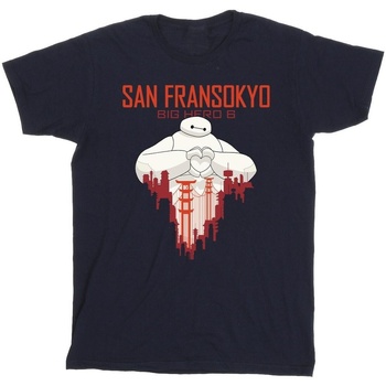 Vêtements Homme T-shirts manches longues Disney Big Hero 6 Baymax San Fransokyo Heart Bleu