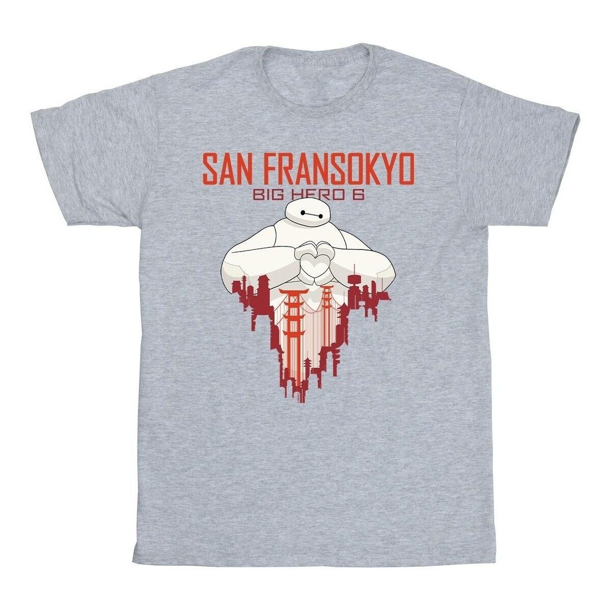 Vêtements Homme T-shirts manches longues Disney Big Hero 6 Baymax San Fransokyo Heart Gris