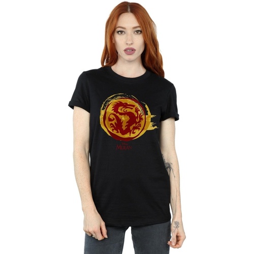 Vêtements Femme T-shirts manches longues Disney Mulan Courage Dragon Symbol Noir