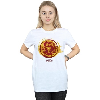 Vêtements Femme T-shirts manches longues Disney Mulan Courage Dragon Symbol Blanc