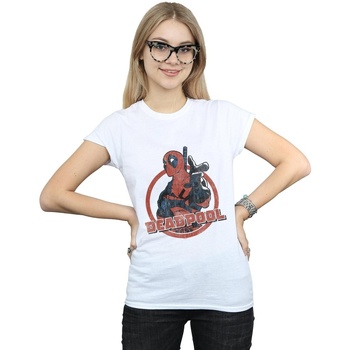 Vêtements Femme T-shirts manches longues Marvel Deadpool Gun Finger Blanc