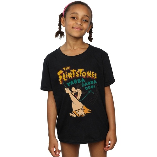Vêtements Fille T-shirts manches longues The Flintstones Fred Yabba Dabba Doo Noir