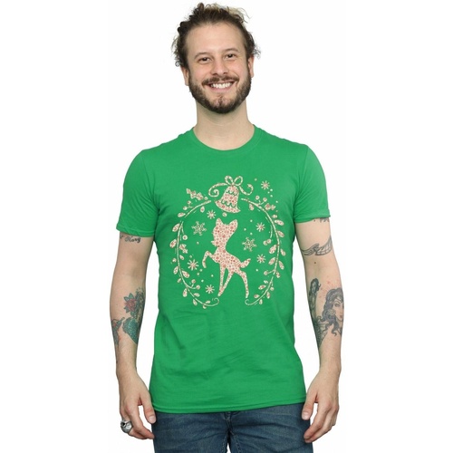 Vêtements Homme T-shirts manches longues Disney Bambi Christmas Wreath Vert
