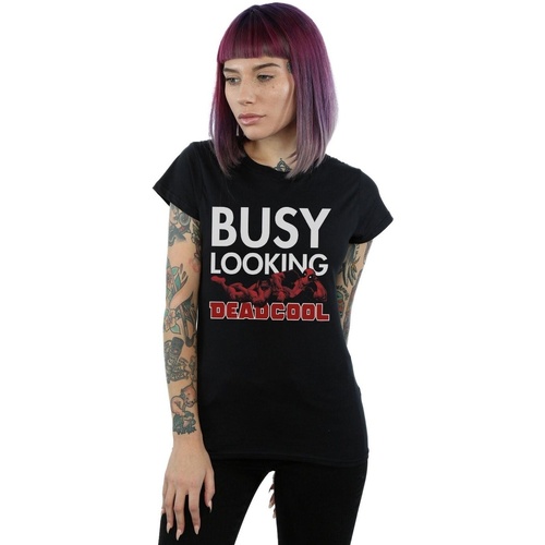 Vêtements Femme T-shirts manches longues Marvel Deadpool Busy Looking Deadcool Noir