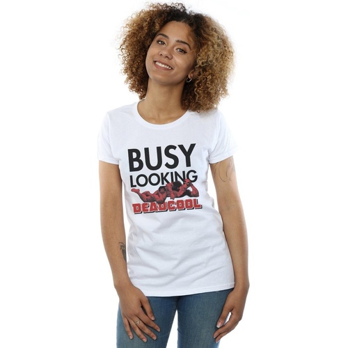 Vêtements Femme T-shirts manches longues Marvel Deadpool Busy Looking Deadcool Blanc