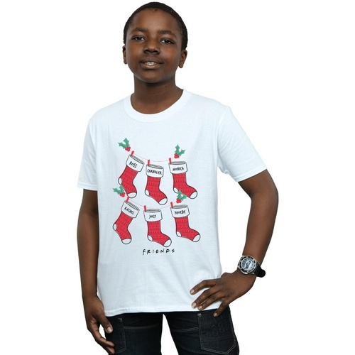 Vêtements Garçon T-shirts manches courtes Friends Christmas Stockings Blanc