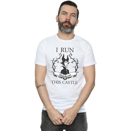 Vêtements Homme T-shirts manches longues Disney Maleficent I Run This Castle Blanc