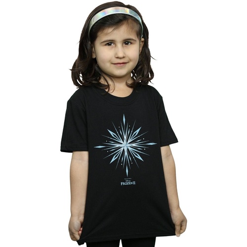 Vêtements Fille T-shirts manches longues Disney Frozen 2 Elsa Signature Snowflake Noir