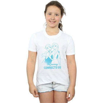 Vêtements Fille T-shirts manches longues Disney Frozen 2 Elsa and Anna The Journey Connects Us Blanc