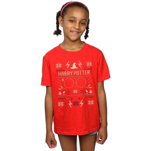 Vêtements Fille T-shirts manches longues Harry Potter Christmas Pattern Rouge