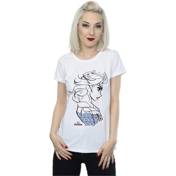 Vêtements Femme T-shirts manches longues Disney Frozen Elsa Sketch Blanc
