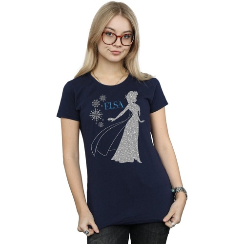 Vêtements Femme T-shirts manches longues Disney Frozen Elsa Christmas Silhouette Bleu
