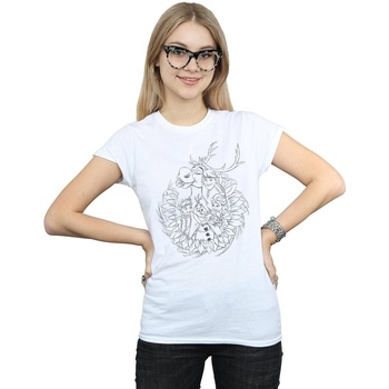 Vêtements Femme T-shirts manches longues Disney Frozen Friends Wreath Blanc