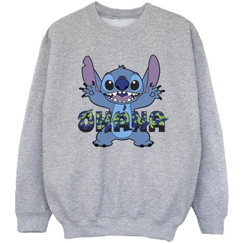 Vêtements Fille Sweats Disney Lilo And Stitch Ohana Blue Glitch Gris