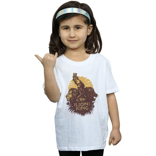 Vêtements Fille T-shirts manches longues Disney The Lion King Movie Sunrise Collage Blanc
