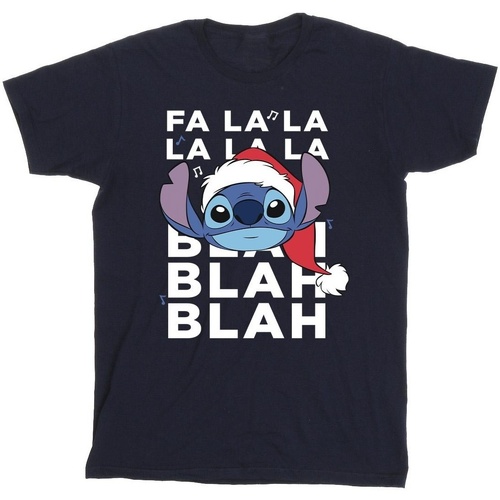 Vêtements Fille T-shirts manches longues Disney Lilo And Stitch Christmas Blah Blah Blah Bleu