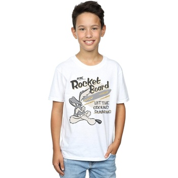 Vêtements Garçon T-shirts manches courtes Dessins Animés Wile E Coyote Rocket Board Blanc