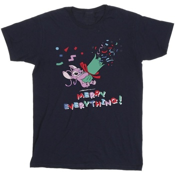 Vêtements Fille T-shirts manches longues Disney Lilo And Stitch Angel Merry Everything Bleu