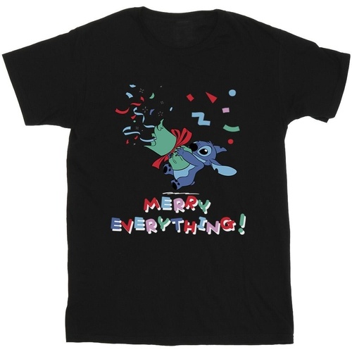 Vêtements Fille T-shirts manches longues Disney Lilo And Stitch Stitch Merry Everything Noir