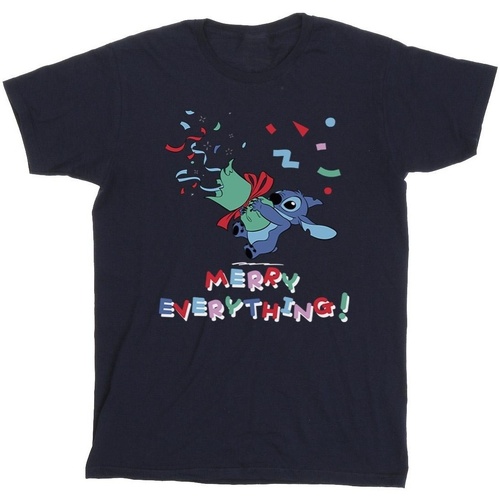 Vêtements Fille T-shirts manches longues Disney Lilo And Stitch Stitch Merry Everything Bleu