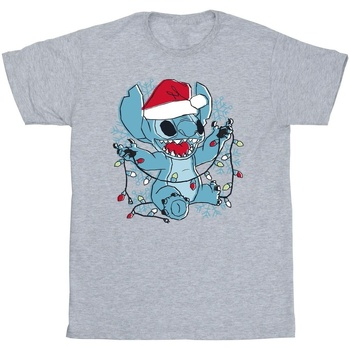 Vêtements Fille T-shirts manches longues Disney Lilo And Stitch Christmas Lights Sketch Gris