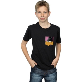 Vêtements Garçon T-shirts manches courtes Dessins Animés Daffy Duck Face Faux Pocket Noir