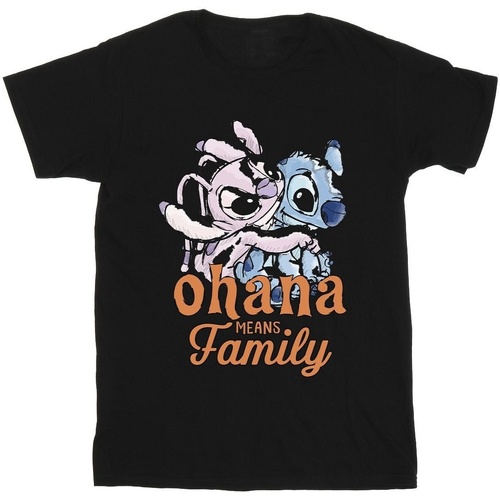 Vêtements Fille T-shirts manches longues Disney Lilo And Stitch Ohana Angel Hug Noir