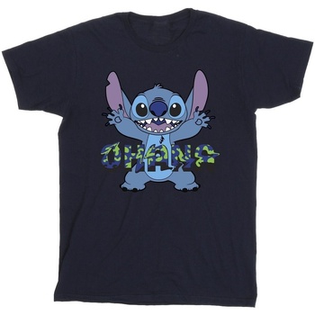 Vêtements Fille T-shirts manches longues Disney Lilo And Stitch Ohana Blue Glitch Bleu