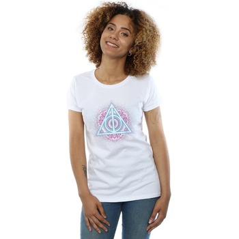 Vêtements Femme T-shirts manches longues Harry Potter Neon Deathly Hallows Blanc