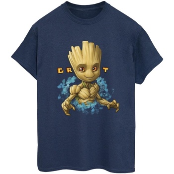 Vêtements Femme T-shirts manches longues Guardians Of The Galaxy Groot Flowers Bleu