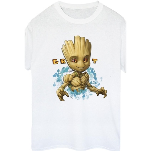 Vêtements Femme T-shirts manches longues Guardians Of The Galaxy Groot Flowers Blanc