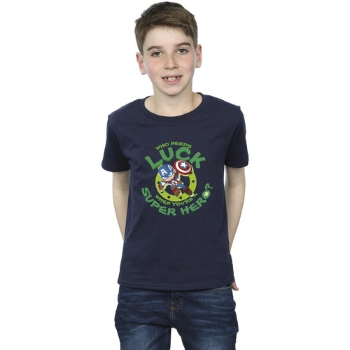 Vêtements Garçon T-shirts manches courtes Marvel St Patrick's Day Captain America Luck Bleu