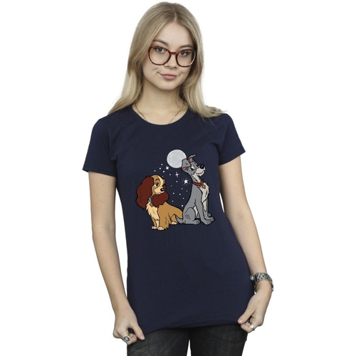 Vêtements Femme T-shirts manches longues Disney Lady And The Tramp Moon Bleu