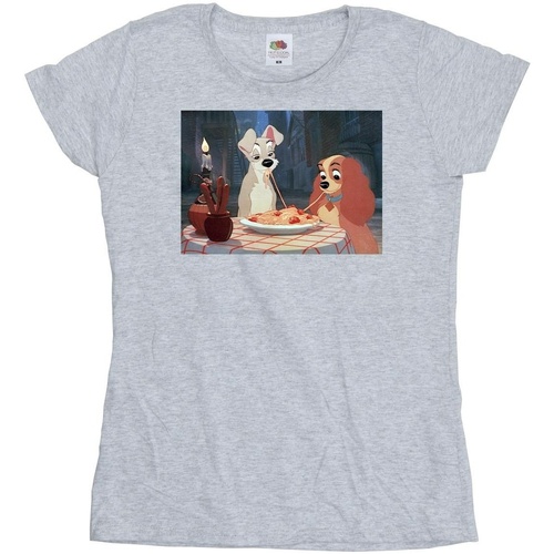 Vêtements Femme T-shirts manches longues Disney Lady And The Tramp Spaghetti Photo Gris