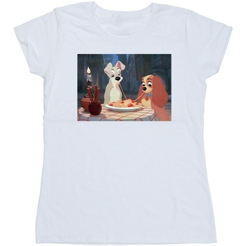 Vêtements Femme T-shirts manches longues Disney Lady And The Tramp Spaghetti Photo Blanc