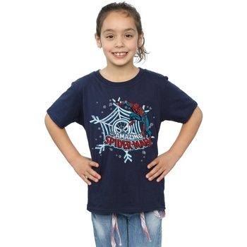 Vêtements Fille T-shirts manches longues Marvel Spider-Man Christmas Bleu