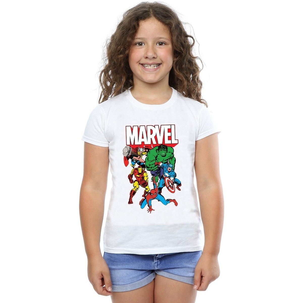 Vêtements Fille T-shirts manches longues Marvel Hero Group Blanc